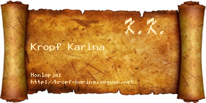 Kropf Karina névjegykártya